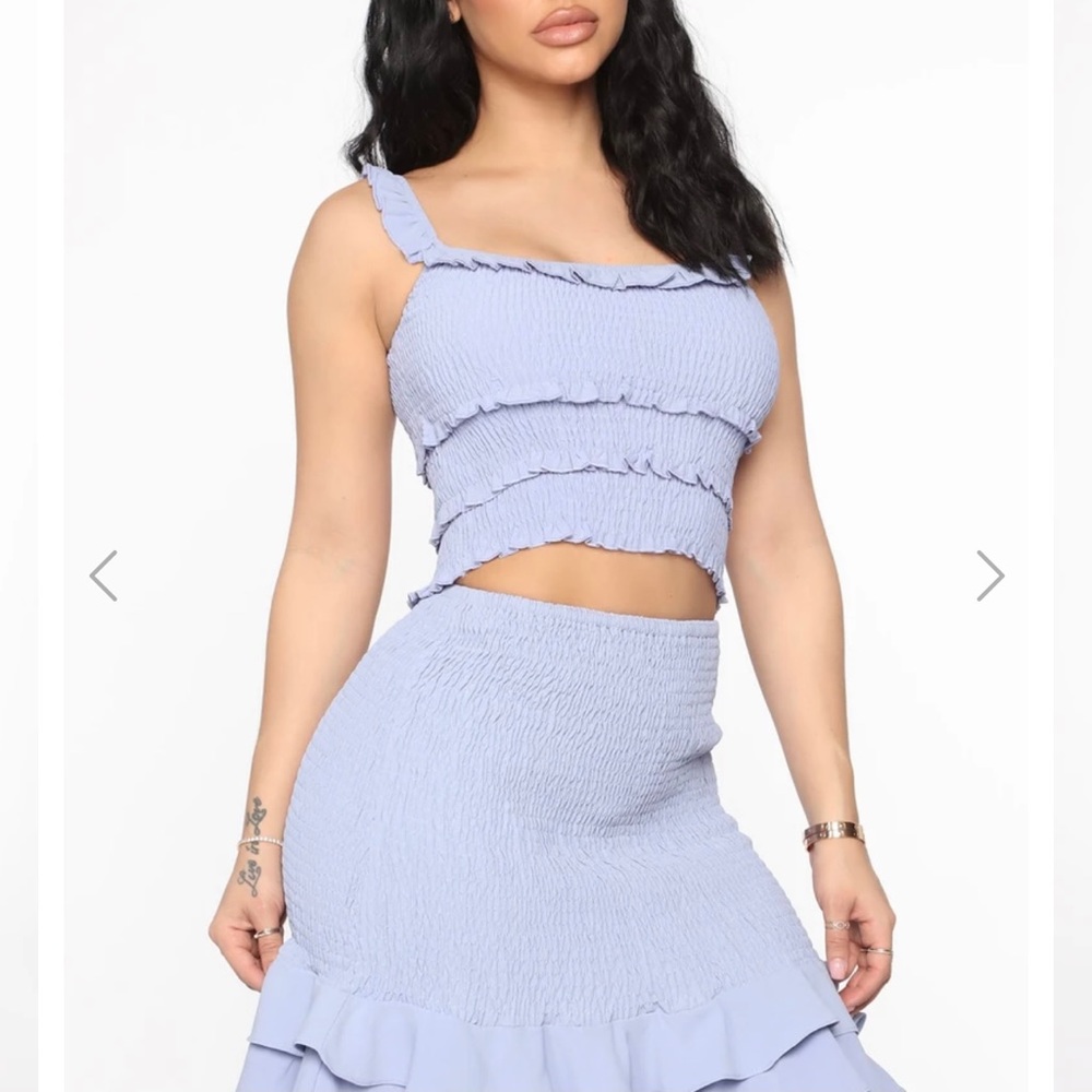 2 piece skirt and crop top set